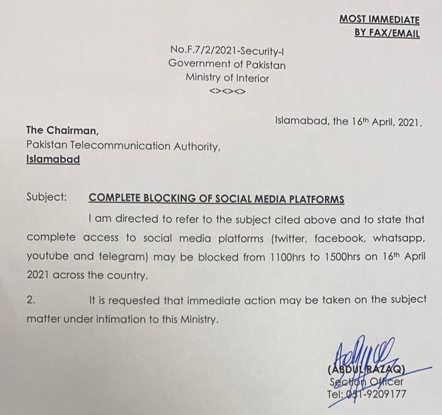 “Most Immediate”: Pakistan suspends all social media platforms for four hours