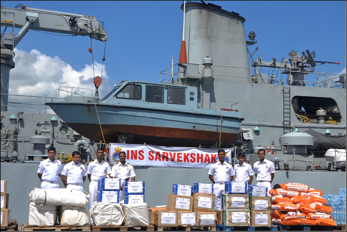 INS Sarvekshak reaches Colombo to provide survey assistance.