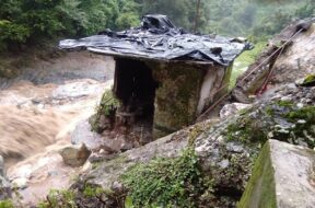 Chamoli: A damaged house after cloudburst at Gairsain in Uttarakhand’s Chamoli district on Aug 6, 2019. (Photo: IANS)