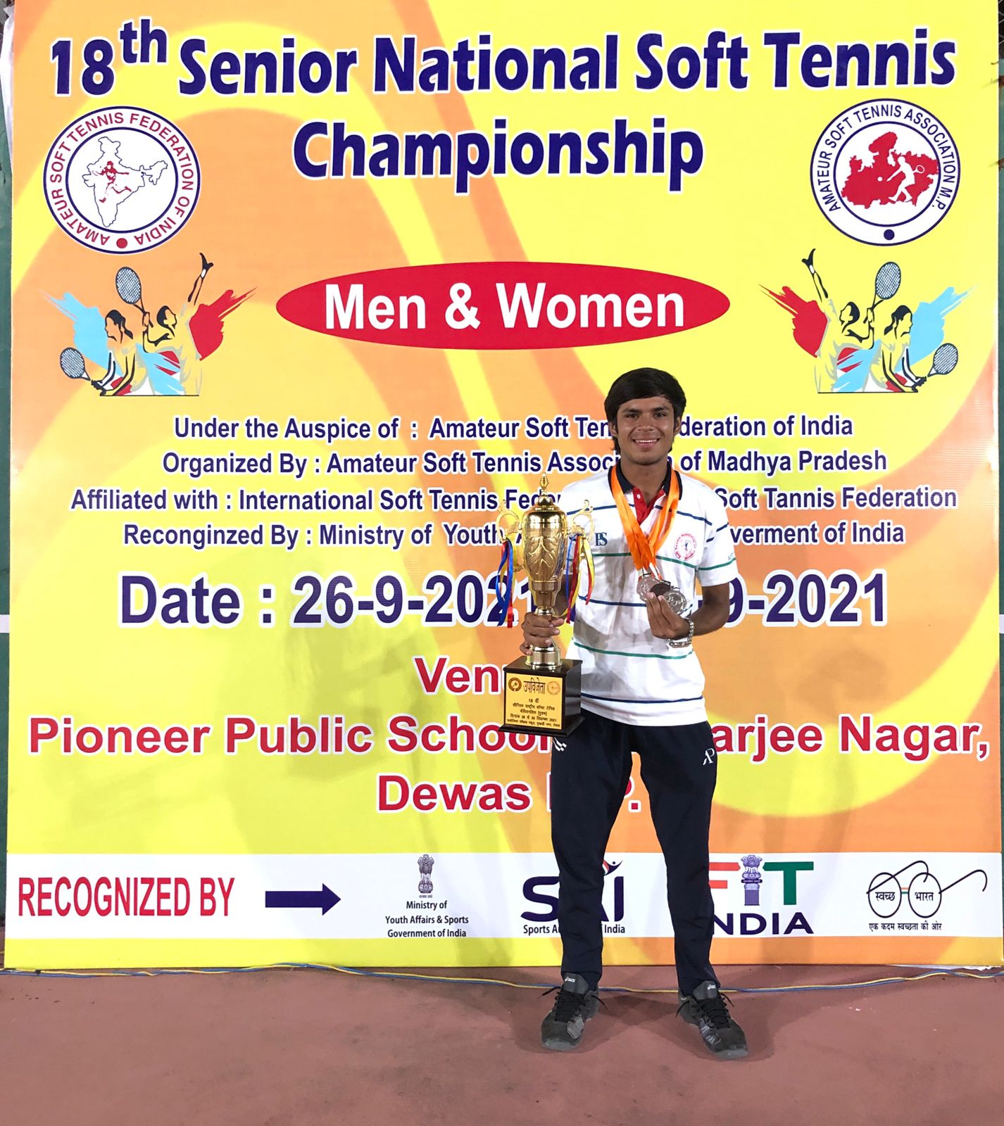 Gujarat’s Aniket Patel bags Two Silver and One bronze in the 18th Senior National Soft Tennis Championship