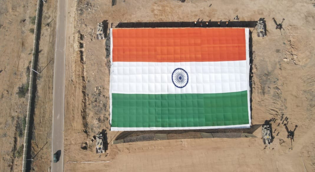 Indian Army Unveils Monumental National Flag at Jaisalmer