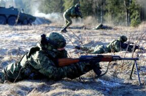 Croatian NATO eFP battle group soldiers attend an exercise in Rukla