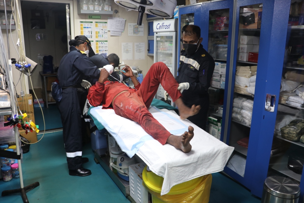 INS Aditya Renders Medical Assistance to Injured Fisherman at Sea