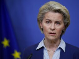 European Commission President Von der Leyen delivers a statement on the crisis in Ukraine, in Brussels