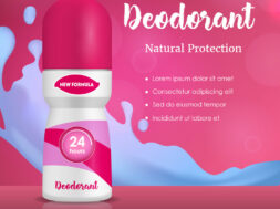 Realistic Detailed 3d Deodorant Composition Ads. Vector