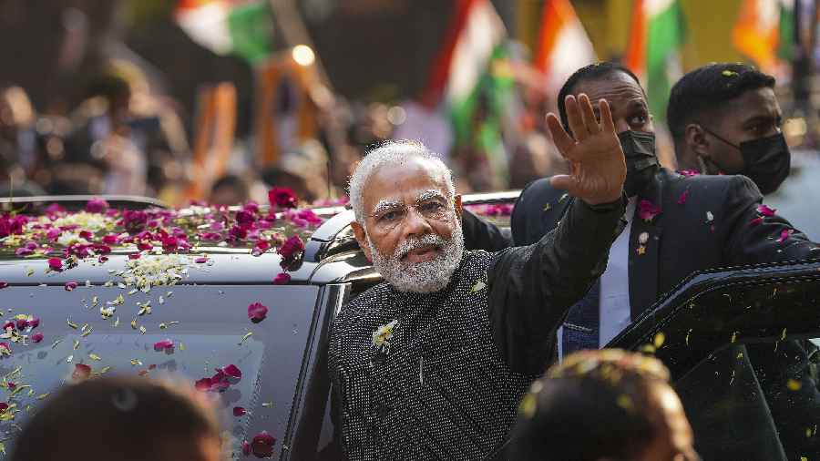 Modi Led Mega Roadshow in Delhi as BJP National Executive Session Began