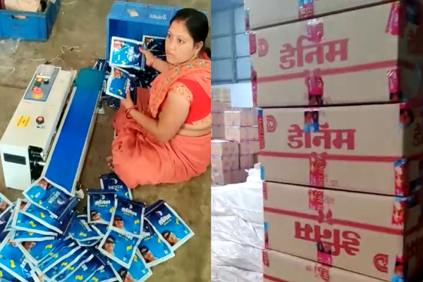 A huge stock of fake denim incense sticks was seized from the premises of an industries