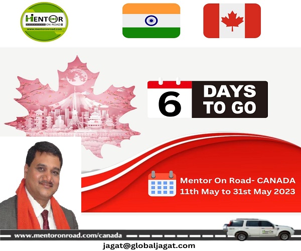 6 days to go for Mentor on road Canada cross country road drive – a not for profit initiative of Dr. Jagat Shah