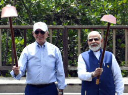 PM Narendra Modi with US President Joe Biden at the Mangrove Forest