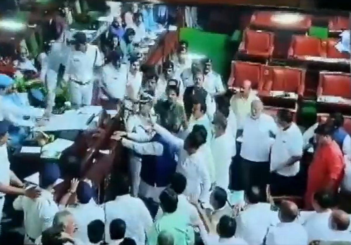 Chaotic Scenes in Karnataka Assembly, 10 BJP Members Suspended