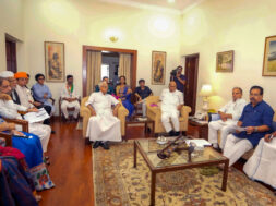 NCP chief Sharad Pawar during a meeting with the partys state Pr