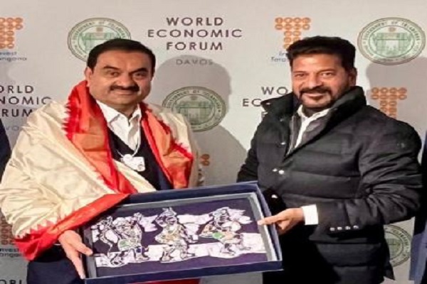 Govt of Telangana Signs 4 MoUs with the Adani Portfolio of Companies for over Rs 12,400 cr at WEF, Davos