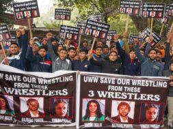 Junior wrestlers protest