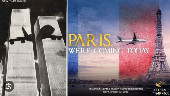 Another 9/11? PIA’s 2025 ad for the Paris flight reminiscent of its 1979 ad in NY