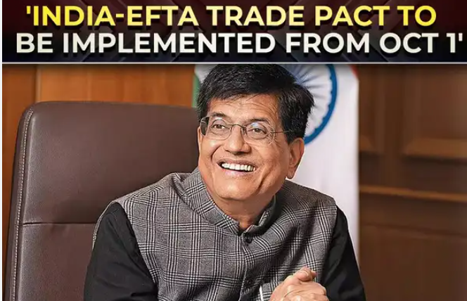 FTA: India-EFTA to roll out the deal on October 1