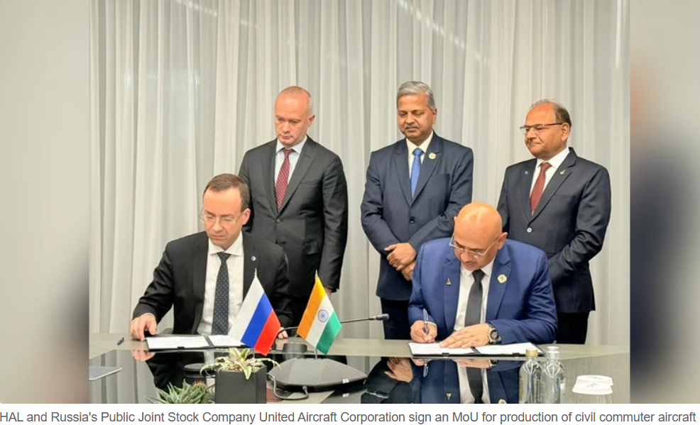 Civil aviation: India, Russia sign MoU to manufacture commuter aircraft