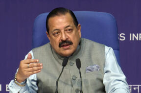 MoS (independent charge) Science & Technology Dr Jitendra Singh addresses the media