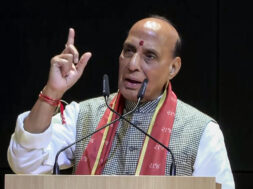 Union Defence Minister Rajnath Singh speaks during the inauguration of the 11-acre Shrimad Rajchandra Sarvamangal Centre of Excellence for Women