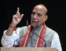 Union Defence Minister Rajnath Singh speaks during the inauguration of the 11-acre Shrimad Rajchandra Sarvamangal Centre of Excellence for Women