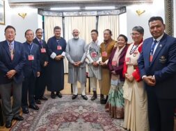 PM Modi alongside Padma awardees