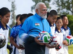 PM Modi plays football with children in Sikkim