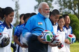 PM Modi plays football with children in Sikkim