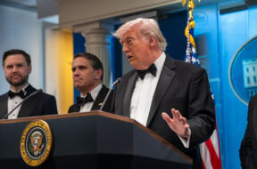 President Trump Makes A Statement From White House After Possible Shooting At WHCA Dinner