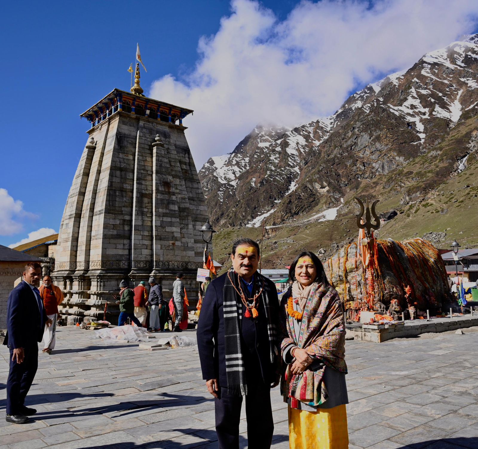 Adani Group chairman Gautam Adani and his wife offer prayers at Kedarnath temple on 40th wedding anniversary