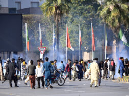 Protesters marching toward US embassy clash with police in Islamabad