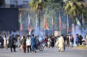 Protesters marching toward US embassy clash with police in Islamabad