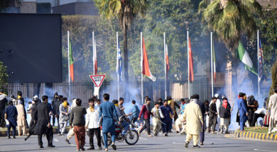 Protesters marching toward US embassy clash with police in Islamabad
