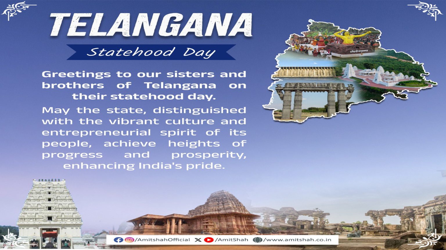 President Murmu, PM Modi, Amit Shah extend greetings on Telangana Statehood Day