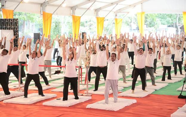 Union Education Minister Shri Dharmendra Pradhan leads 12th International Day of Yoga celebrations at the University of Delhi