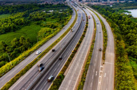Modern Multi-lane Highway in Panvel, Navi Mumbai, India.