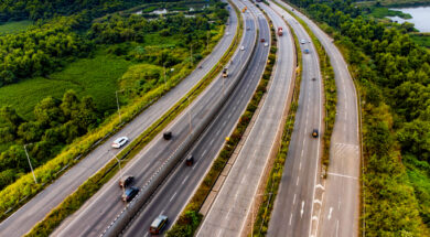 Modern Multi-lane Highway in Panvel, Navi Mumbai, India.