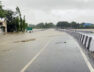 A view of an inundated Kaveri River bridge following heavy rainfall